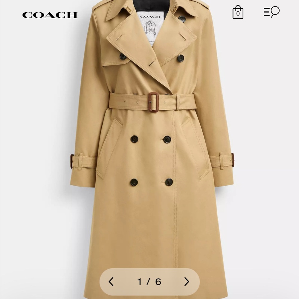 NWT Coach Khaki Double-Breasted Trench Coat